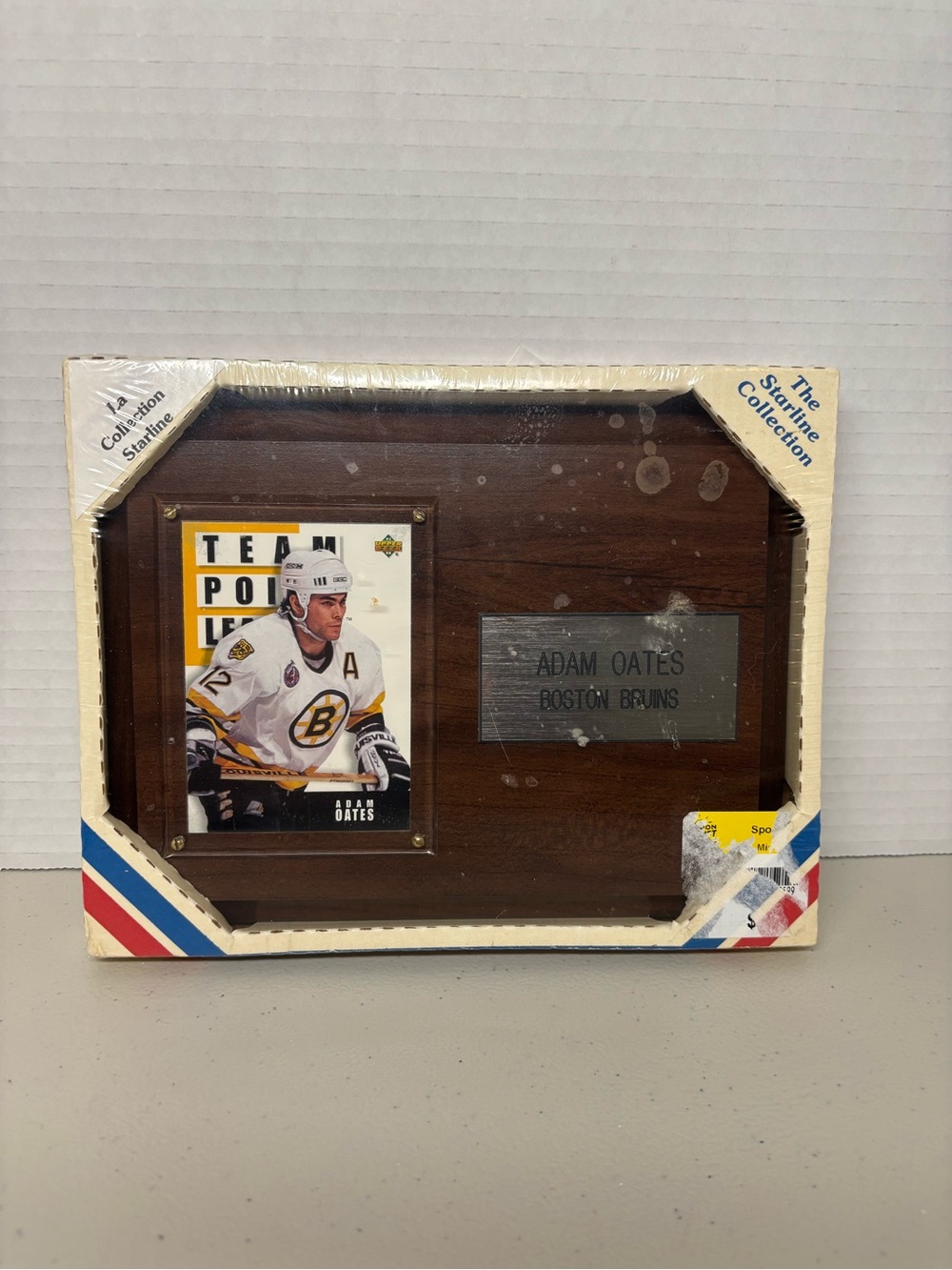Vintage Adam Oates Boston Bruins NHL Hockey Card Plaque Chaney Starline USA Made